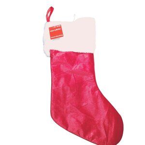 Merry and Bright 21 inch Red and White Velvet Christmas Stocking